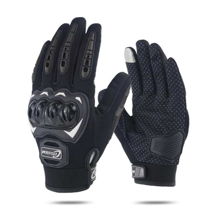 Motorcycle riding anti-slip full-finger gloves, black with thick knuckle guard