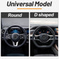 Steering wheel cover for round and D-shaped wheels, black textured elastic fit