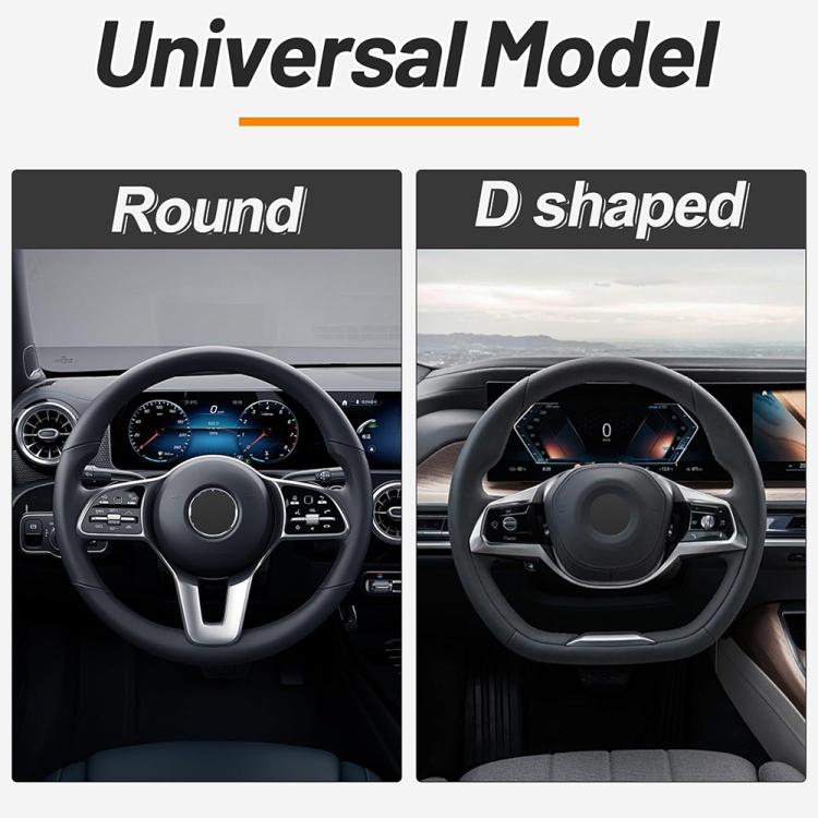 Steering wheel cover for round and D-shaped wheels, black textured elastic fit
