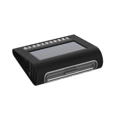 Solar car air purifier, black housing with solar panel and number-plate window
