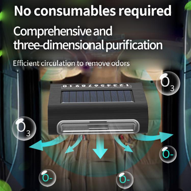 Solar car air purifier with solar panel and front airflow vent for multi-direction cleaning
