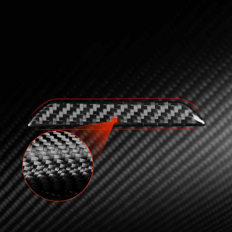 Carbon fiber trunk logo sticker with red insert and black woven trim
