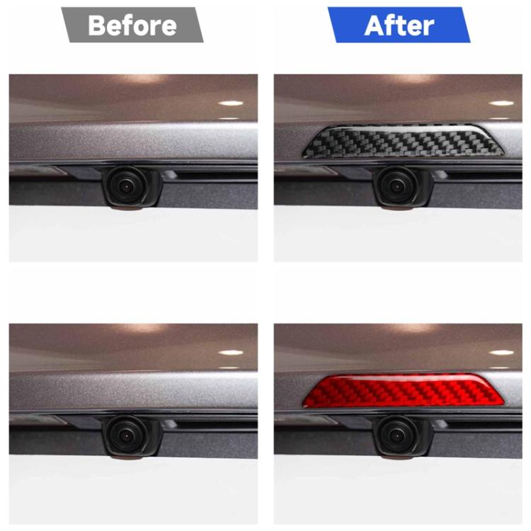 Carbon fiber trunk logo stickers, black and red woven covers on rear trunk