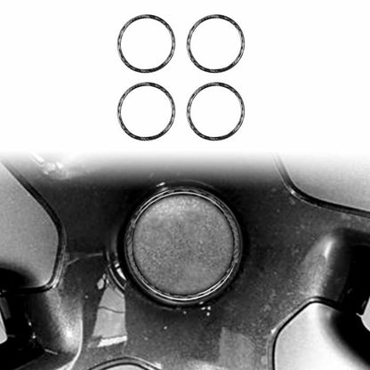Set of 4 wheel hub decoration rings, black carbon-fiber style