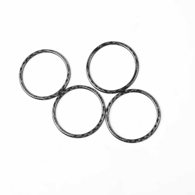 Set of 4 wheel hub decoration rings with carbon-fiber pattern, black