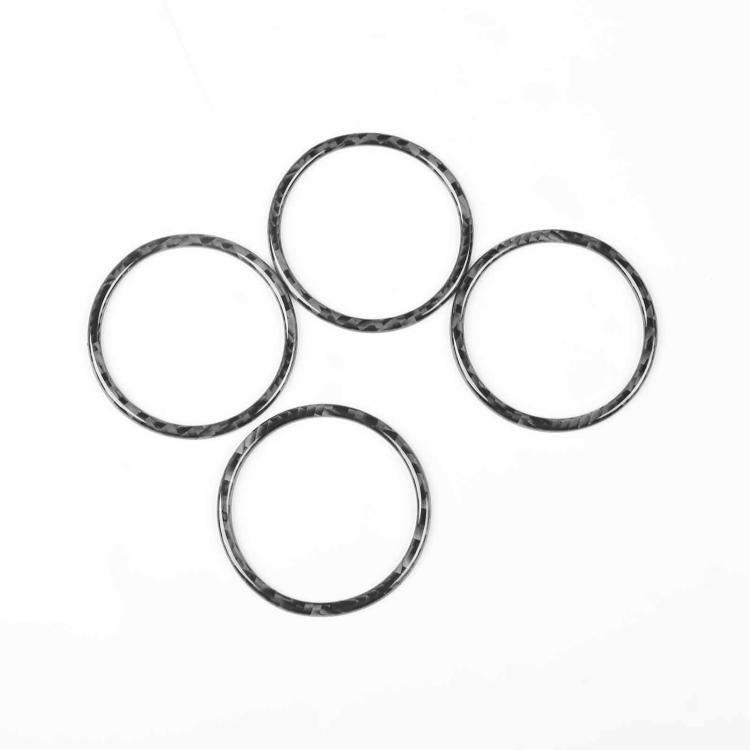 Set of 4 wheel hub decoration rings, round carbon-fiber style frames