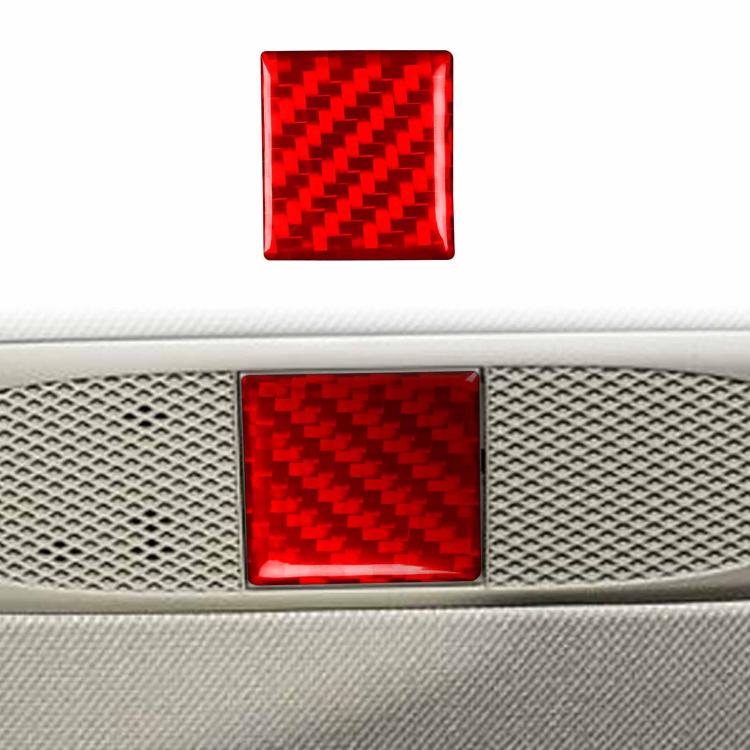 Red carbon-fiber emergency light button decorative sticker, square patch inset