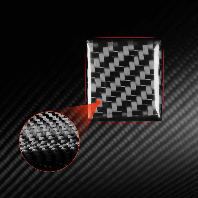 Black carbon-fiber emergency light button decorative sticker with close-up weave detail