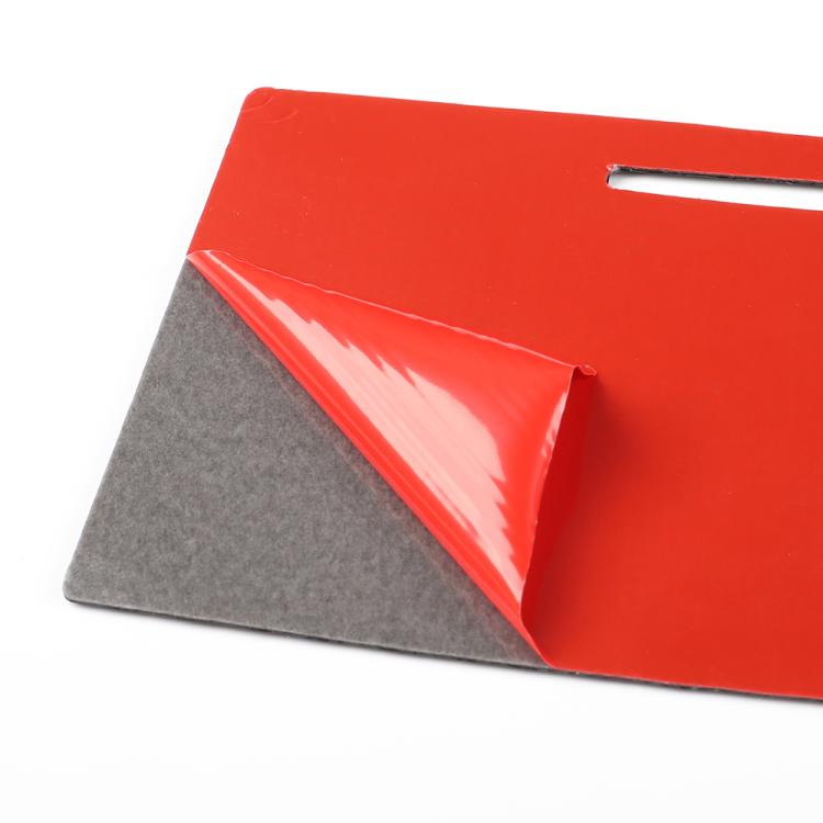 Adhesive backing film for carbon fiber door switch panel stickers, red and gray