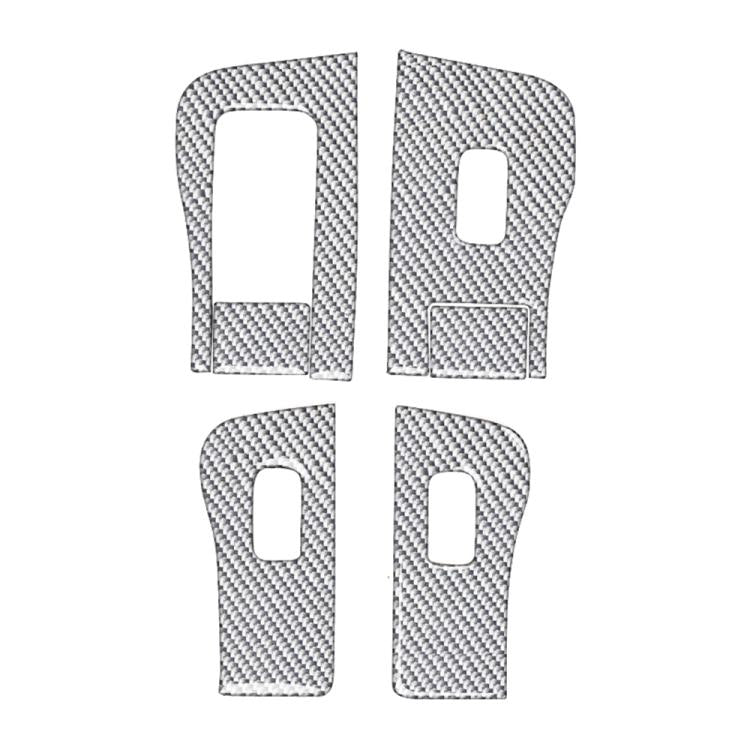 Carbon fiber window lift panel sticker set with cutouts, 4-piece design