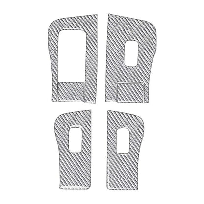 Carbon fiber window lift panel sticker set with cutouts, 4-piece design