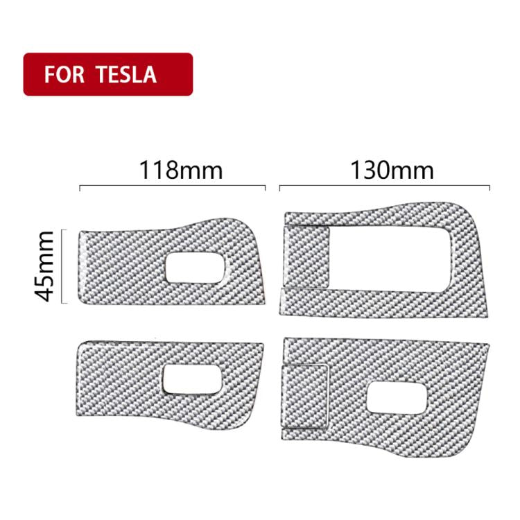Carbon fiber window switch trim sticker set with rectangular and small cutouts