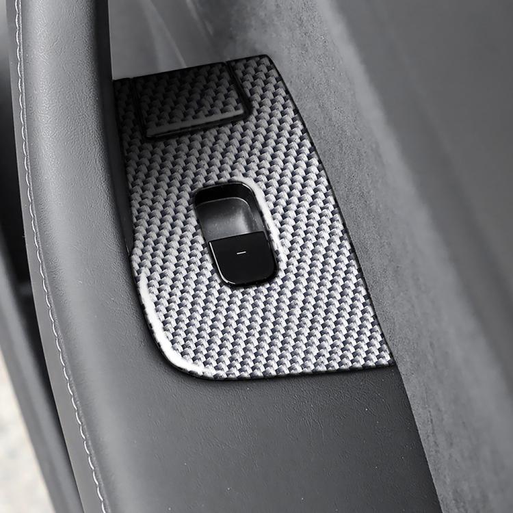 Carbon fiber patterned window control panel insert with single switch cutout