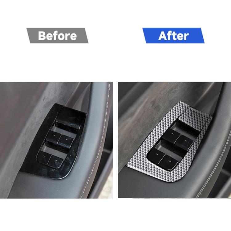 Carbon fiber window switch panel insert with four switch openings, installed