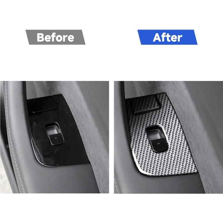 Carbon fiber window control panel insert with single switch opening, installed