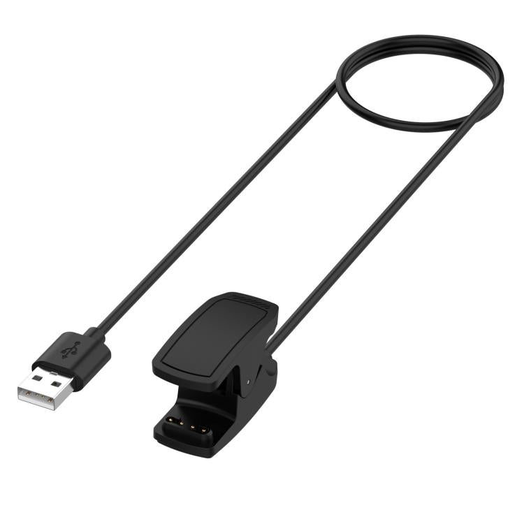 Black Garmin MARQ ATHLETE Gen1 clip charger with coiled cable and USB-A plug