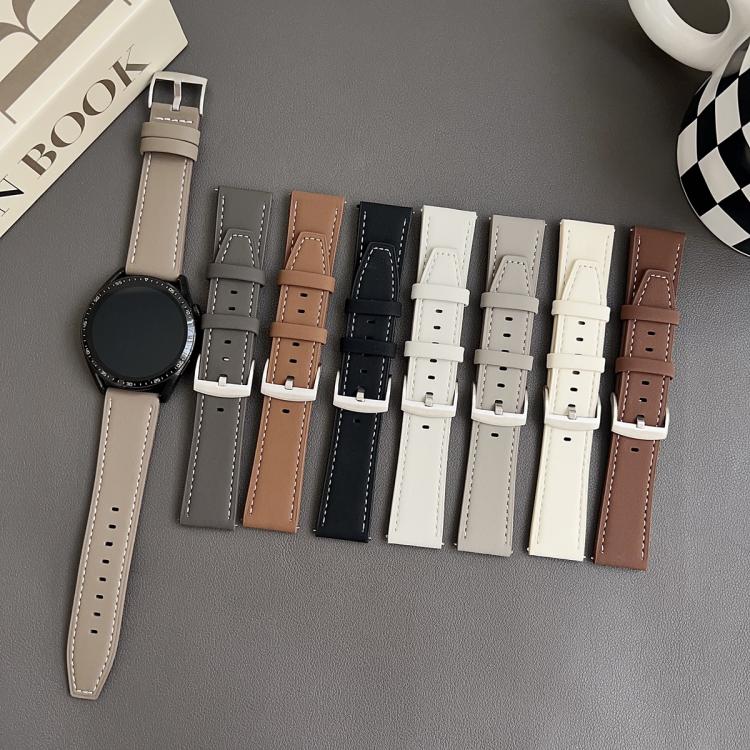 xDfind Flat Head Black Shark Fine Grain Leather Watch Band, 20mm, 22mm