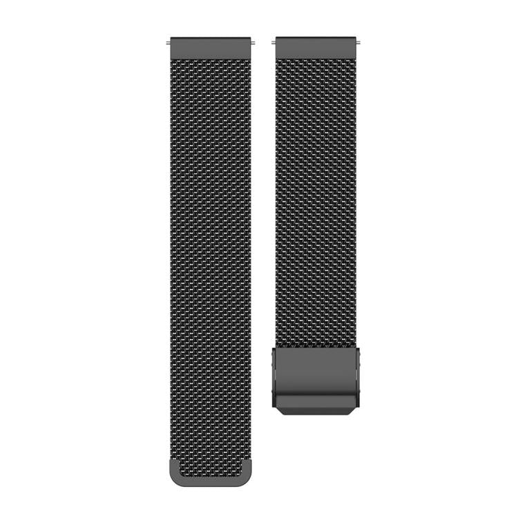 Black metal mesh watch band shown as two straight strap sections