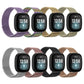 Milanese metal magnetic watch bands shown in eight colors, including purple, gold, silver, black, and rose.
