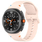 Light pink silicone smartwatch band with a perforated strap and matching buckle.