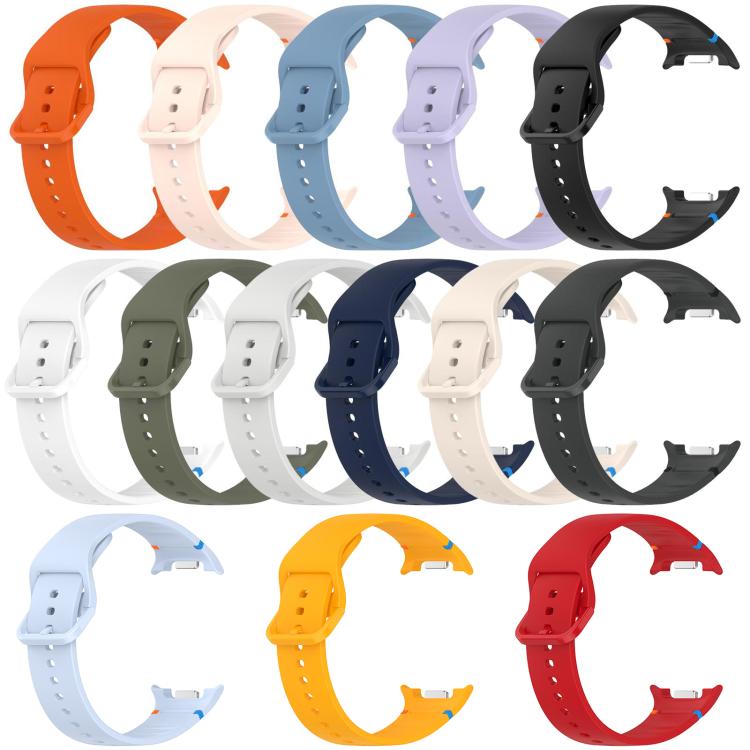 Silicone watch bands in assorted colors, shown in three rows with adjustable holes and connectors.