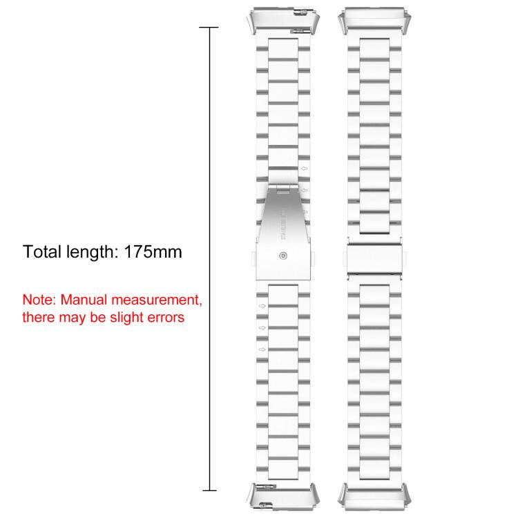 Silver stainless steel watch band shown in two pieces, total length 175 mm