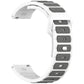 18mm white and gray silicone watch band with gray accents and adjustable holes.