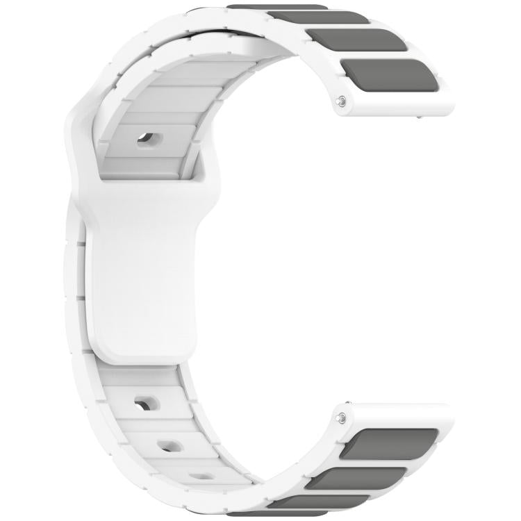 18mm white and gray silicone watch band, shown from the inner side.