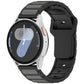 18mm black silicone watch band with gray accent panels, fitted to a smartwatch.