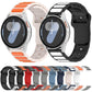 Dual-color silicone watch bands shown on watches and in a range of color combinations.