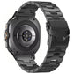 Black linked titanium alloy watch band and folding buckle, shown from the watch's back