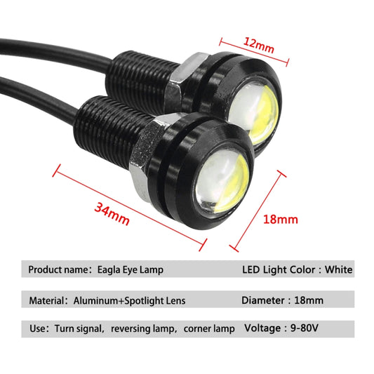 10 PCS 18mm 1.5W DC9-80V Motorcycle Eagle Eye Light Double Lens, 18mm Double Lens(Yellow Light), 18mm Double Lens(Red Light), 18mm Double Lens(White Light)