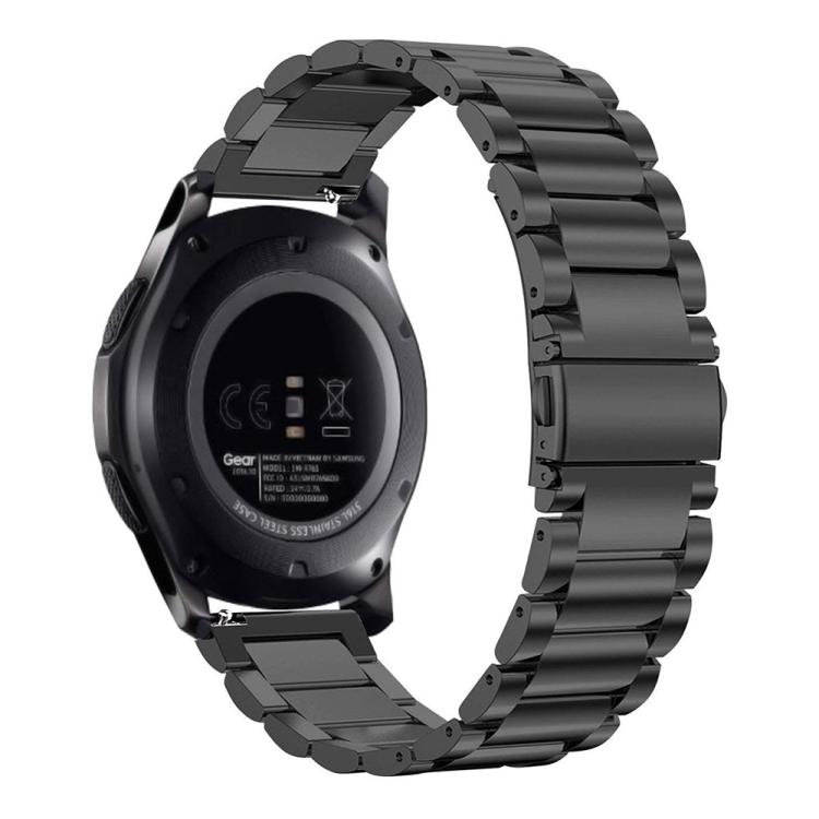 Black three-link titanium alloy watch band shown from the back with its folding clasp.