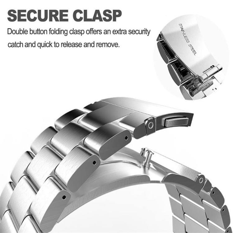 Titanium alloy watch band with brushed three-bead links and a secure folding clasp.