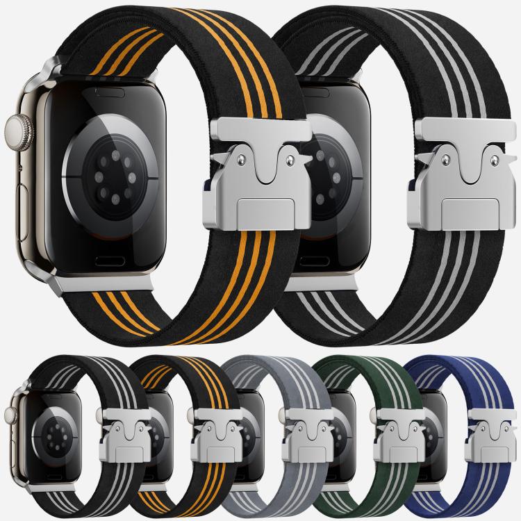 Braided nylon watch bands with stripe patterns and metal parachute buckles in assorted colors