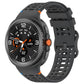 Dark gray perforated silicone watch band with a dark Galaxy smartwatch attached