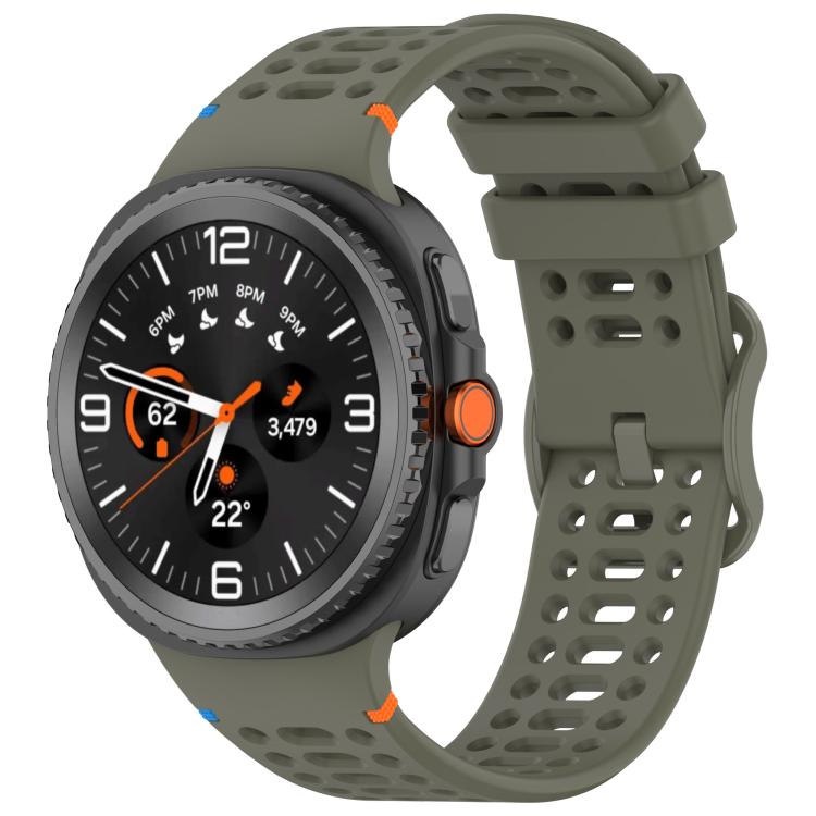 xDfind silicone watch band in olive green with perforated strap and ladder buckle