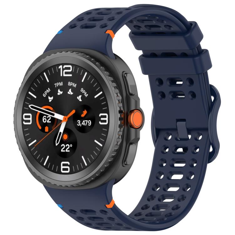 xDfind silicone watch band in navy blue with perforated strap and ladder buckle