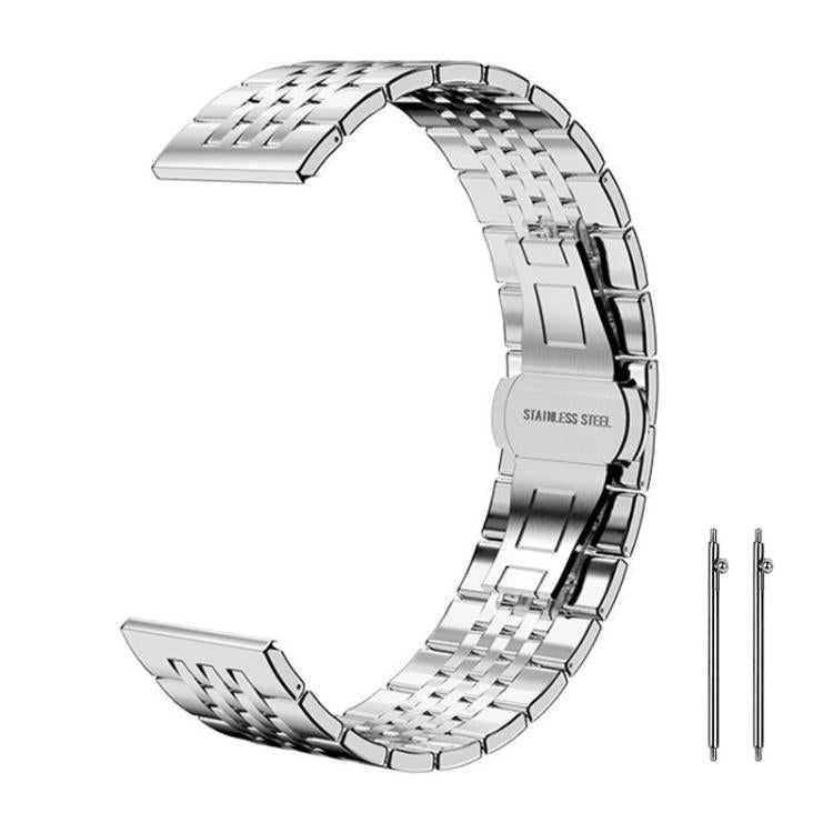 Silver xDfind seven-bead stainless steel watch strap with clasp and two pins