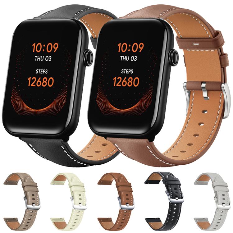 xDfind Flat Head Black Shark Fine Grain Leather Watch Band, 20mm For Ticwatch GTH / E3 / E / 2, 22mm For Ticwatch Pro X / Pro3 / Pro / GTX / E2