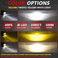 Dual-lens fog lights showing yellow or white beam color
