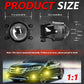 3-inch dual-lens fog light projector pair, front and side size views