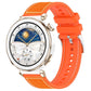 Orange hybrid nylon-braid and silicone watch band with a perforated strap