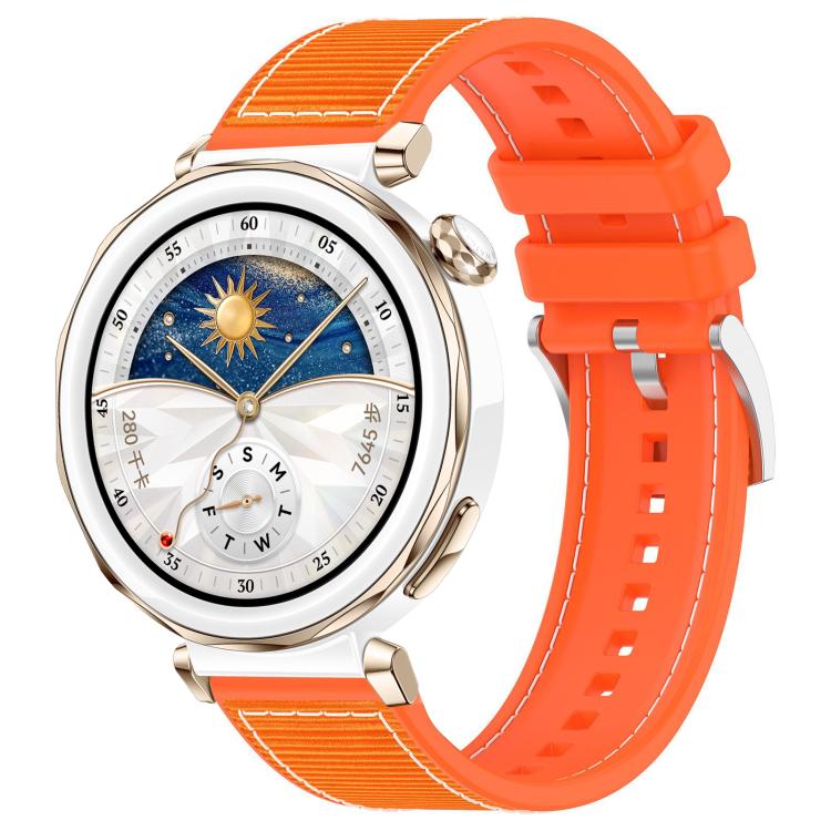 Orange hybrid nylon-braid and silicone watch band with a perforated strap