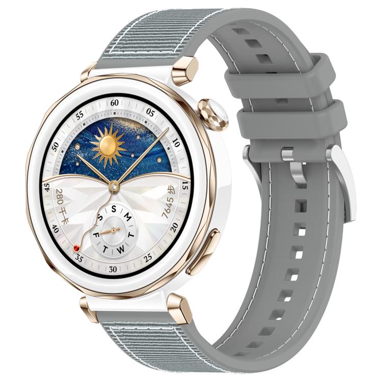 Gray hybrid nylon-braid and silicone watch band with a perforated strap