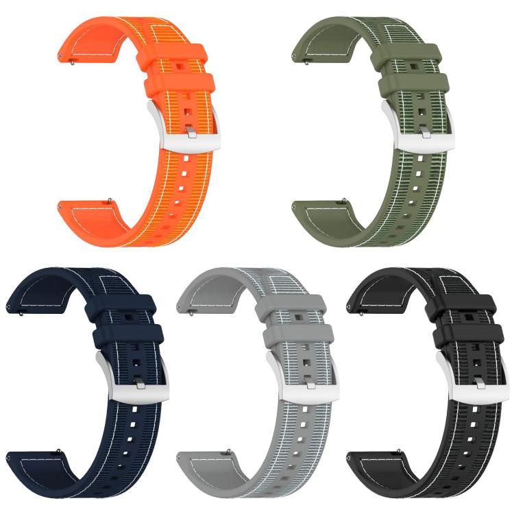 Hybrid nylon-braid silicone watch bands in orange, green, navy, gray, and black