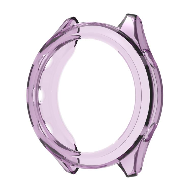 Transparent purple TPU watch case cover with open center for Garmin Forerunner 970