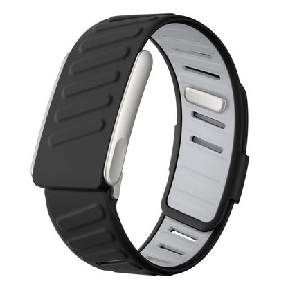 Silicone sports watch band with a black exterior and light gray interior
