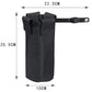 Black drumstick bag barrel shape with size dimensions and clip-style handle