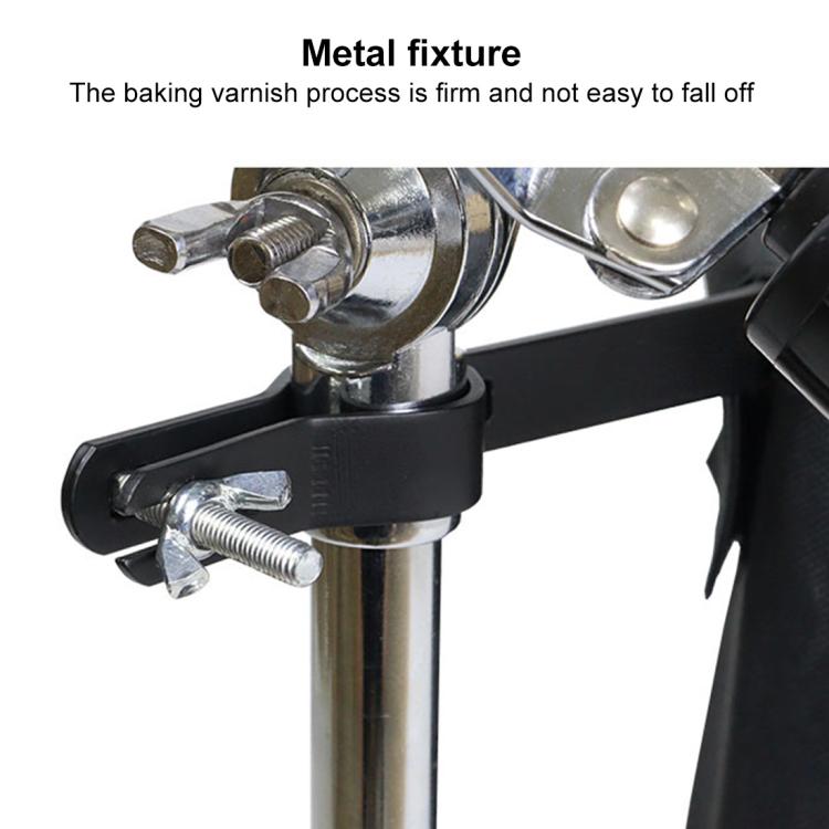 Drumstick bag metal clamp and bracket fixture for attaching to a stand
